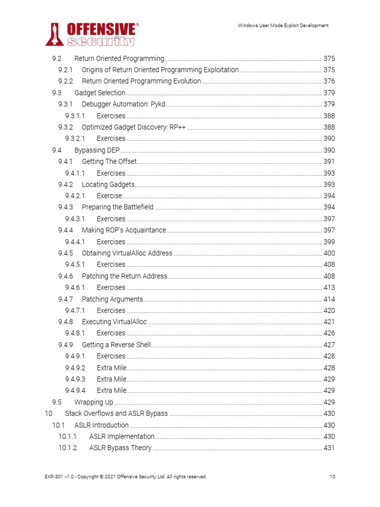 EXP301 Windows User Mode Exploit Development PDF Pointer
