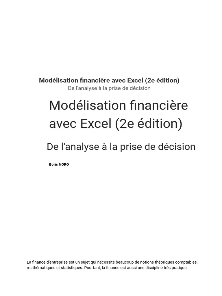 Modélisation financière avec Excel | PDF | Comptabilité | Feuille de calcul