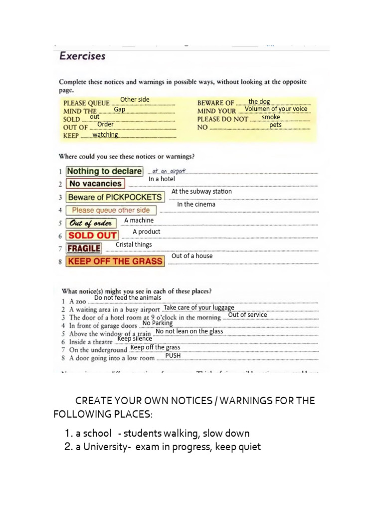 Custom Notices for Various Locations | PDF