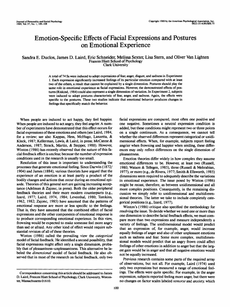 Emotion-Specific Effects of Facial Expressions and | PDF | Emotions | Anger