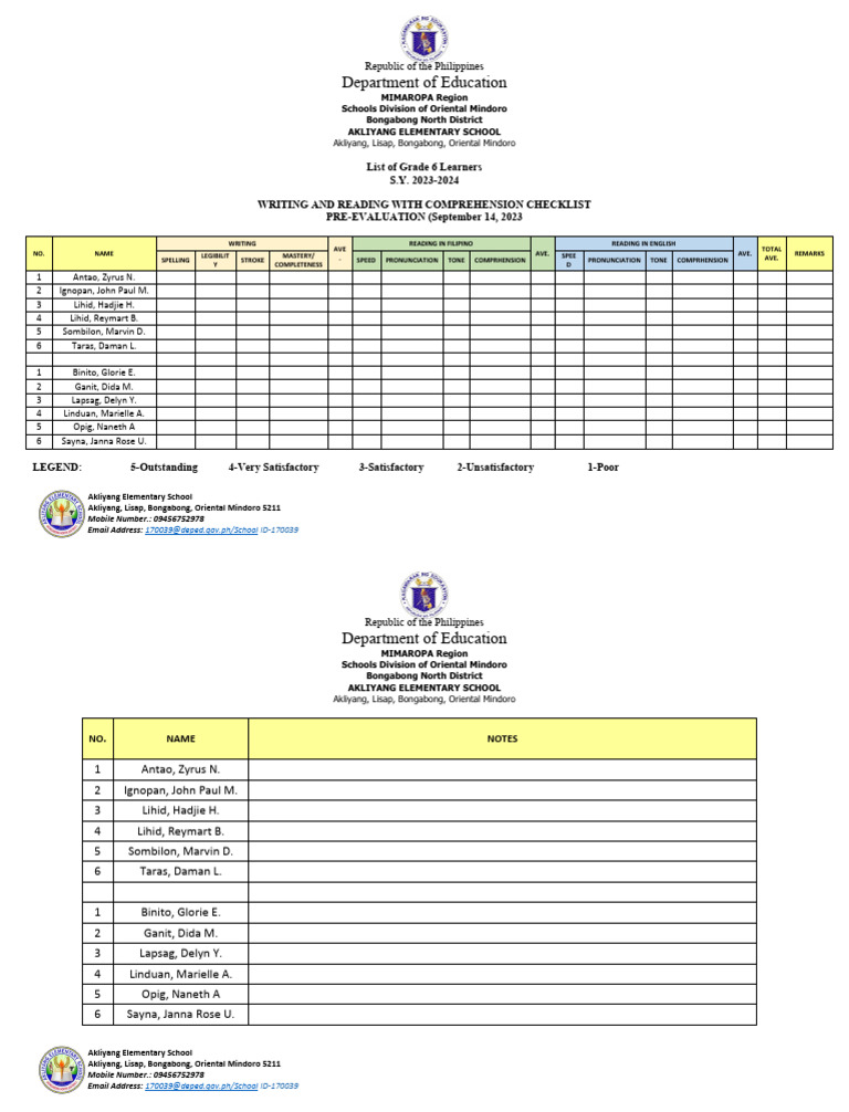 Grade 6 Reading Comprehension (List) | PDF