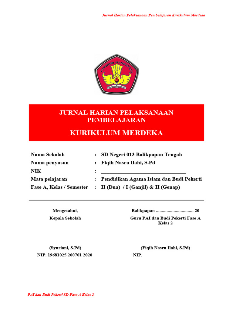 Jurnal Harian Kelas 2 Kurikulum Merdeka | PDF