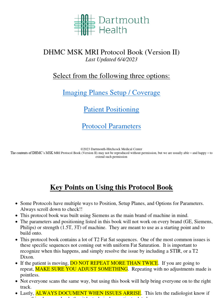 2023 MSK Protocol Book Revision 6-4-2023 | PDF | Hip | Shoulder