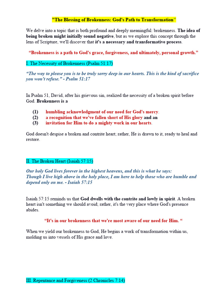 The Blessing Of Brokenness Pdf Forgiveness Theology