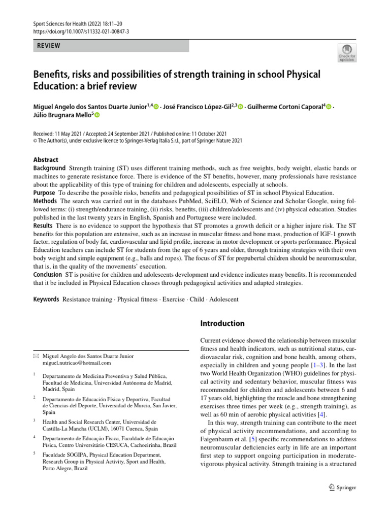 Strength Training in School PE: Benefits & Risks | PDF | Strength ...