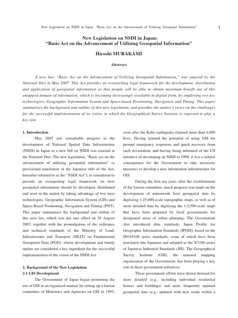 Nsdi Japan | PDF | Geographic Information System | Geographic Data And ...