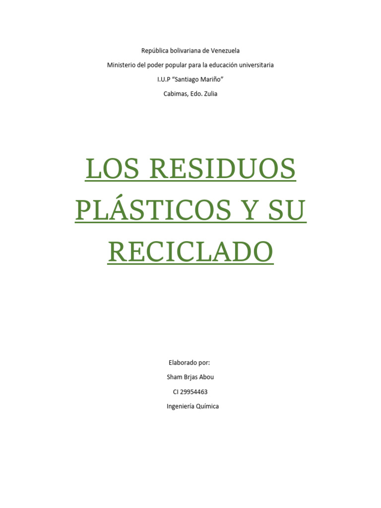 Reciclaje de Plásticos: Retos y Soluciones | PDF | Reciclaje | El plastico