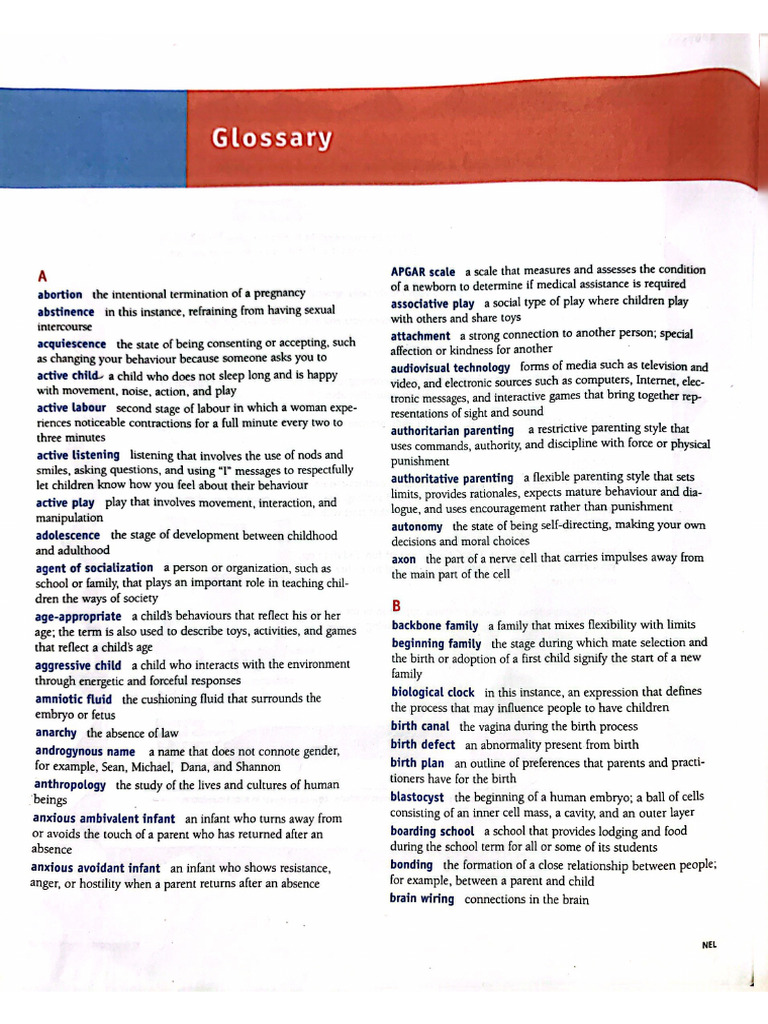 Parenting in Canada Textbook - Glossary | PDF