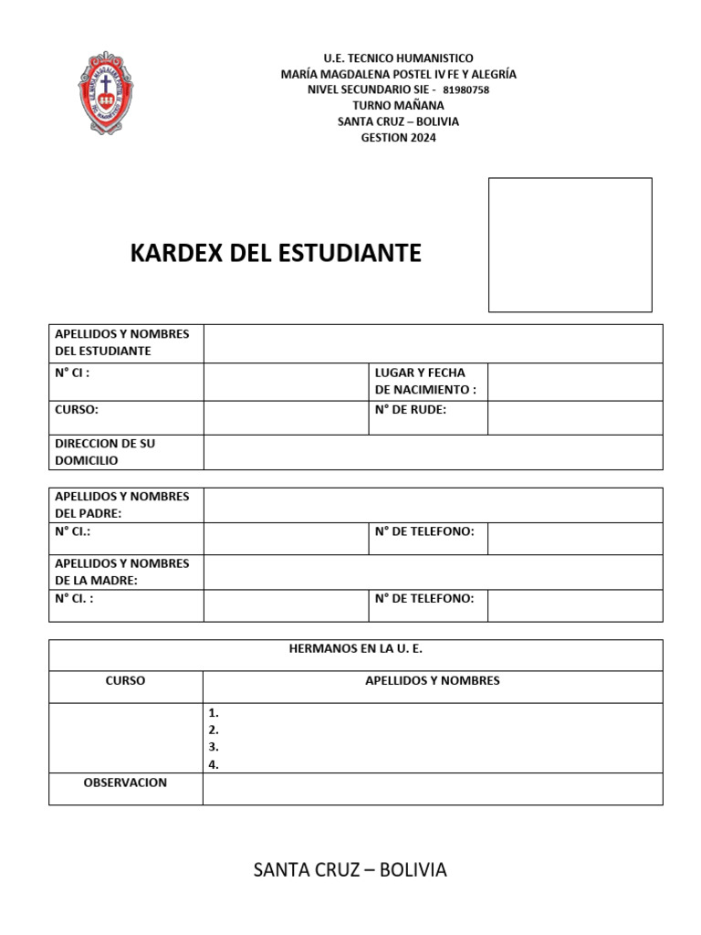 Kardex Estudiante 2024 | PDF