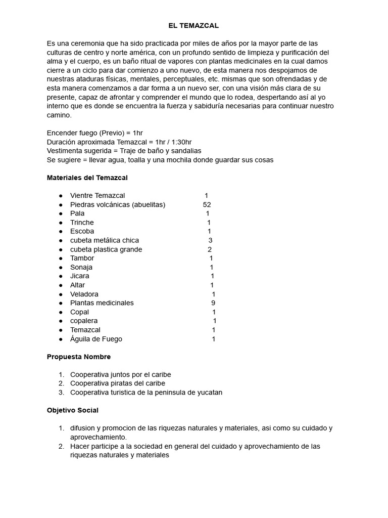 Temazcal Descripción | PDF | Hogar, jardinería y bricolaje | Ciencia y ...