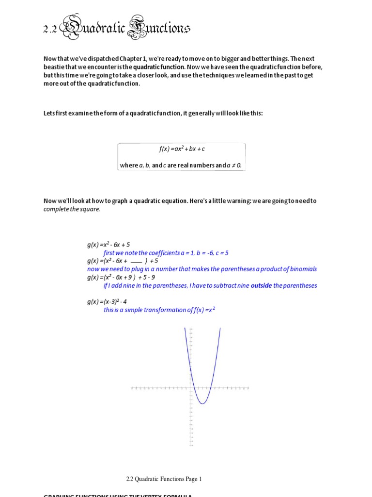 Understanding Quadratic Functions | PDF