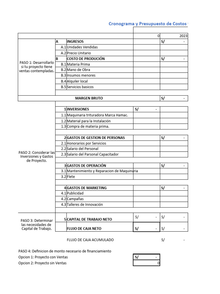 Cronograma y Presupuestos de Costos y Gastos. | PDF | Presupuesto ...