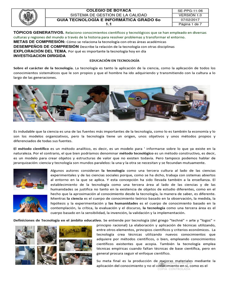 Guía de Tecnología e Informática 6º Grado | PDF | Conocimiento ...