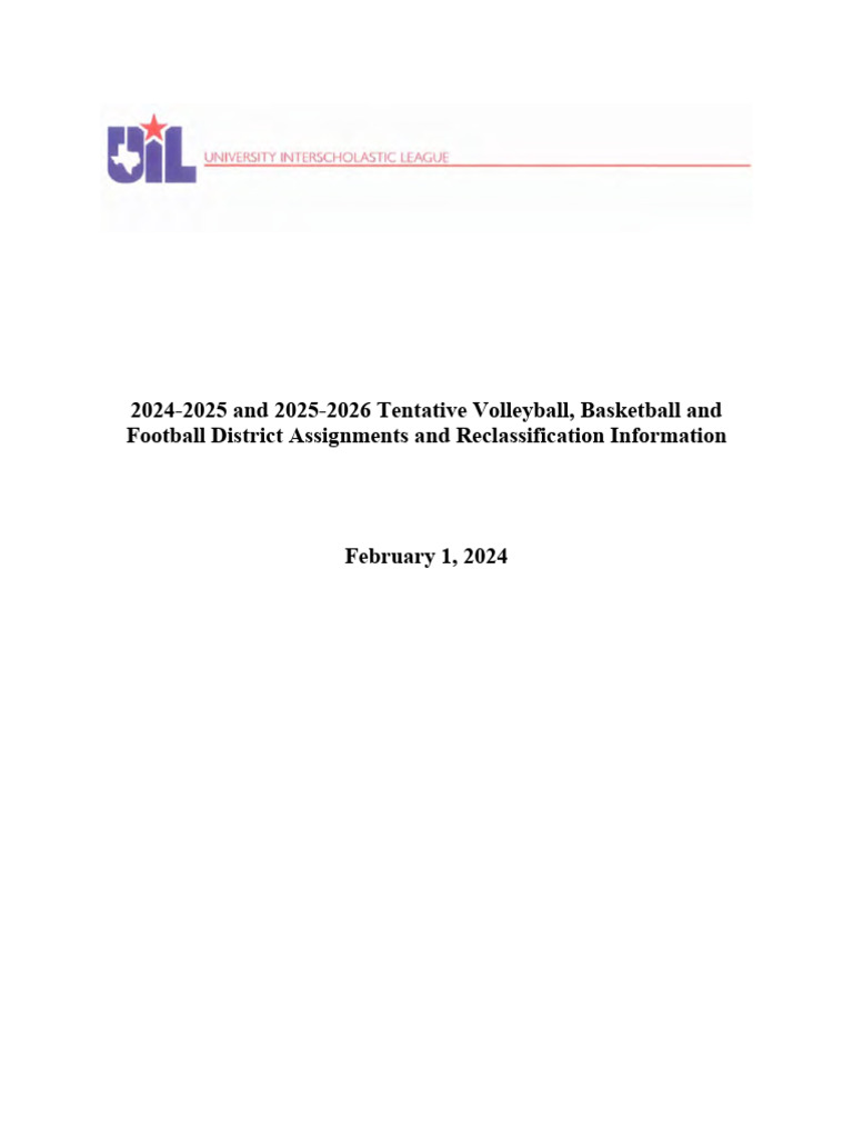 Texas UIL realignment 2024 PDF Sports