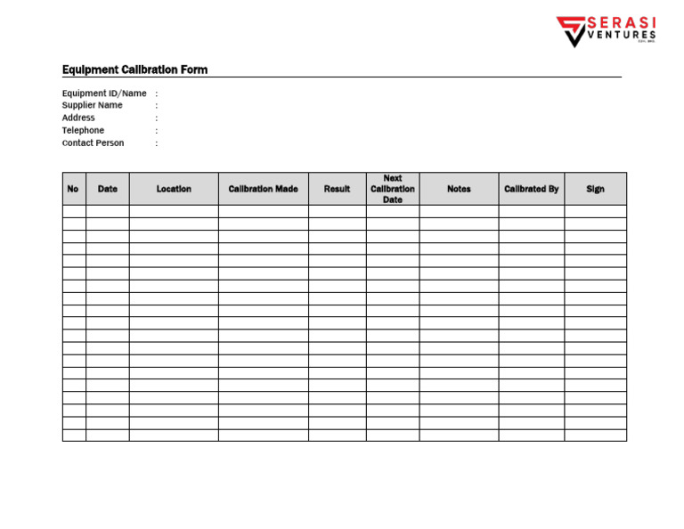 Calibration Form PDF