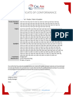 Cal Am ENTRY SEAL Certificate of Conformance