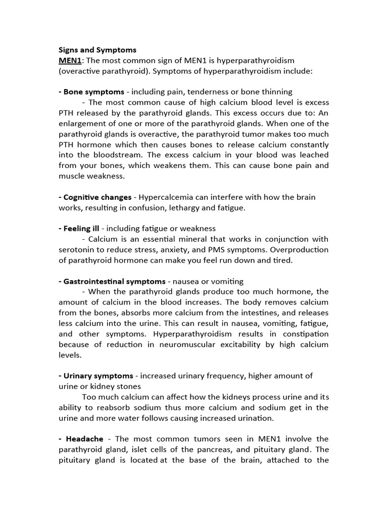 Signs and Symptoms of MEN1 and MEN2 | PDF | Thyroid | Causes Of Death