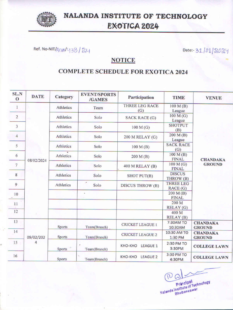 Complete Schedule for Exotica2024 PDF