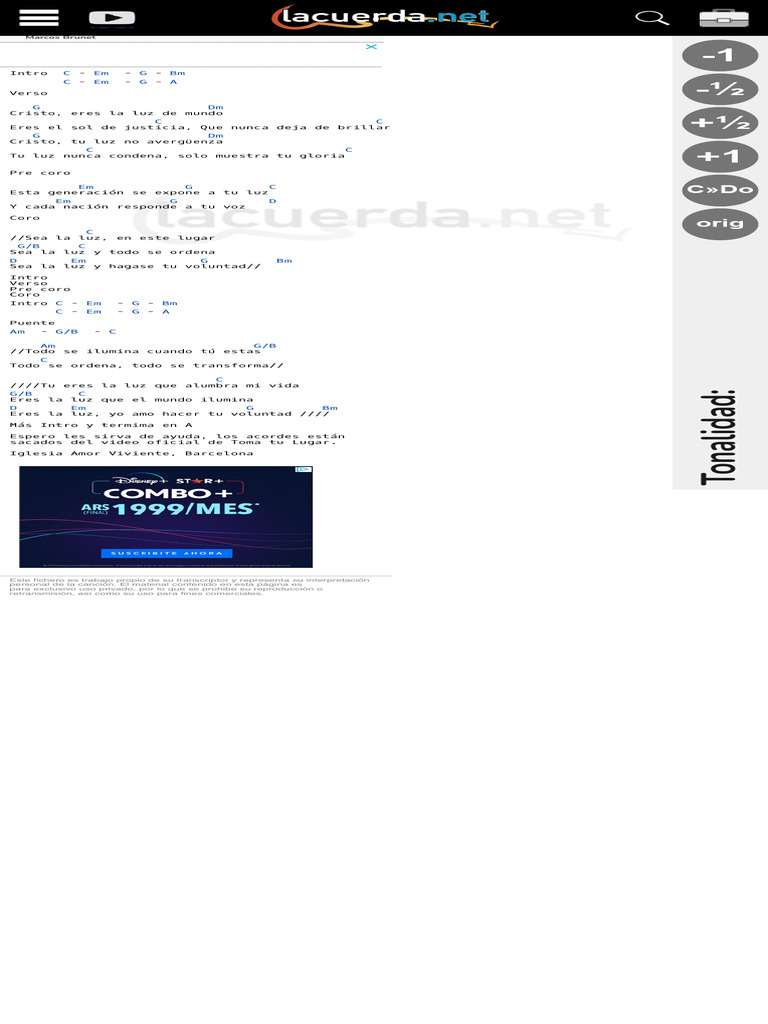 SEA LA LUZ, Marcos Brunet Acordes | PDF