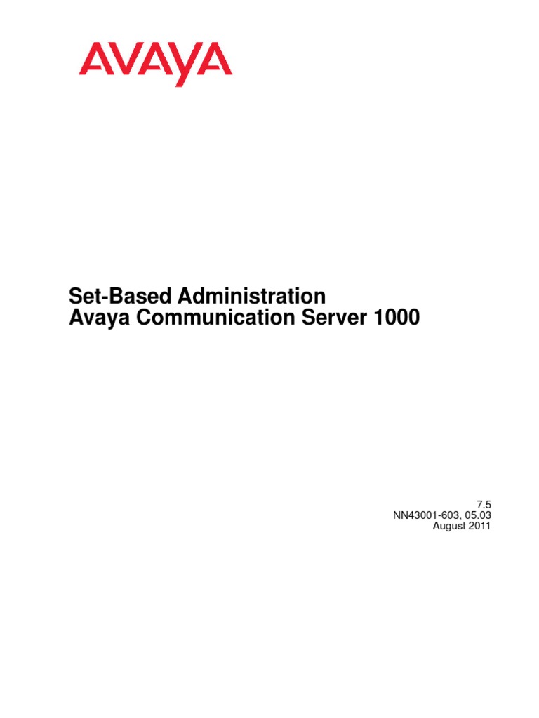 Set-Based Administration - Avaya Communication Server 1000 | PDF