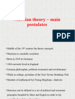 Marxian Theory - Main Postulates