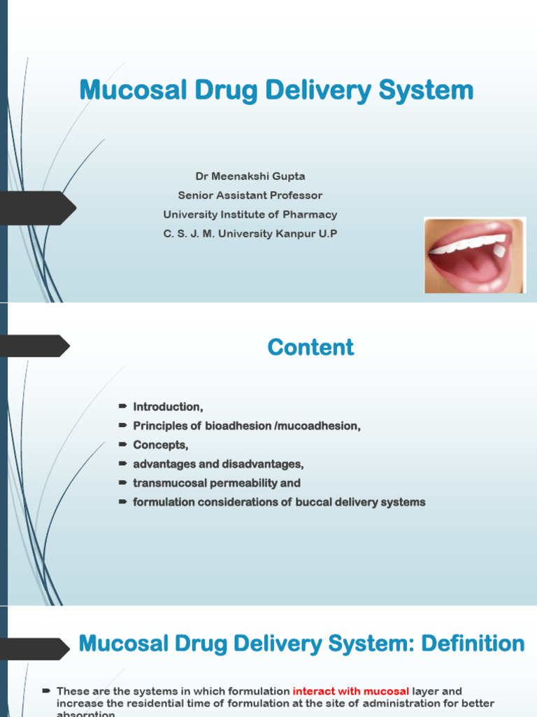 Mucosal Drug Delivery Systems Overview | PDF | Chemistry | Physical ...