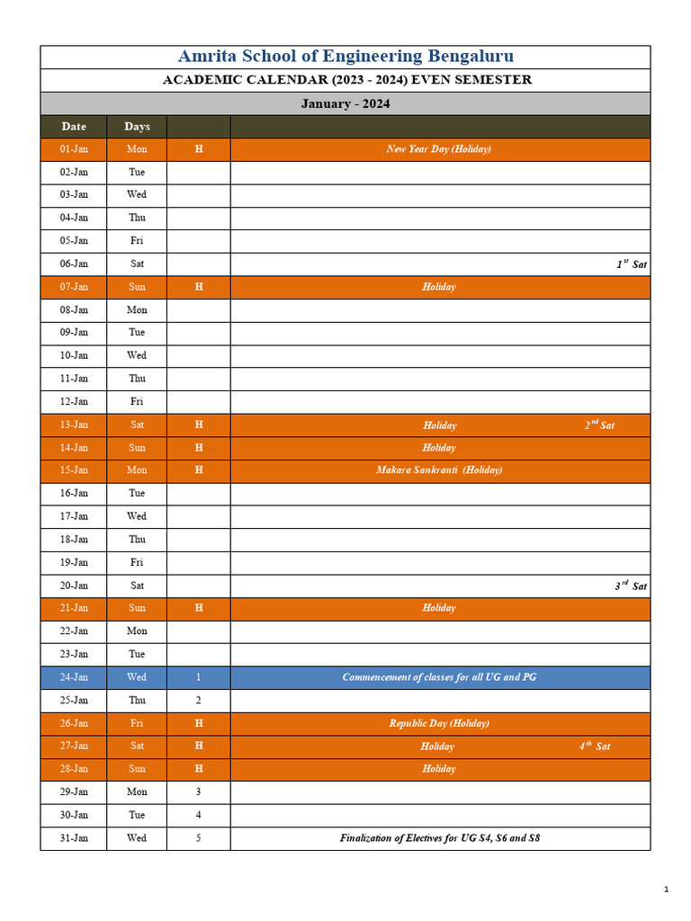 Academic Calendar - 2023-24 Even Sem | PDF | Schools | Educational ...