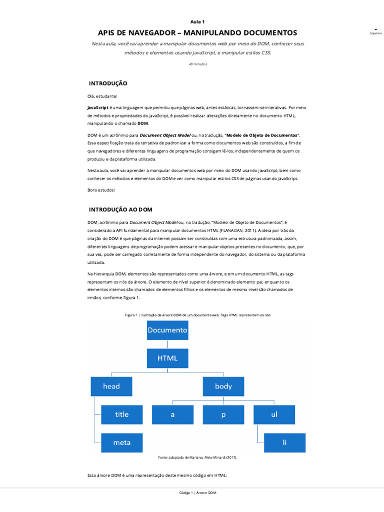 Manipulação do DOM com JavaScript | PDF | Modelo de Documento por ...
