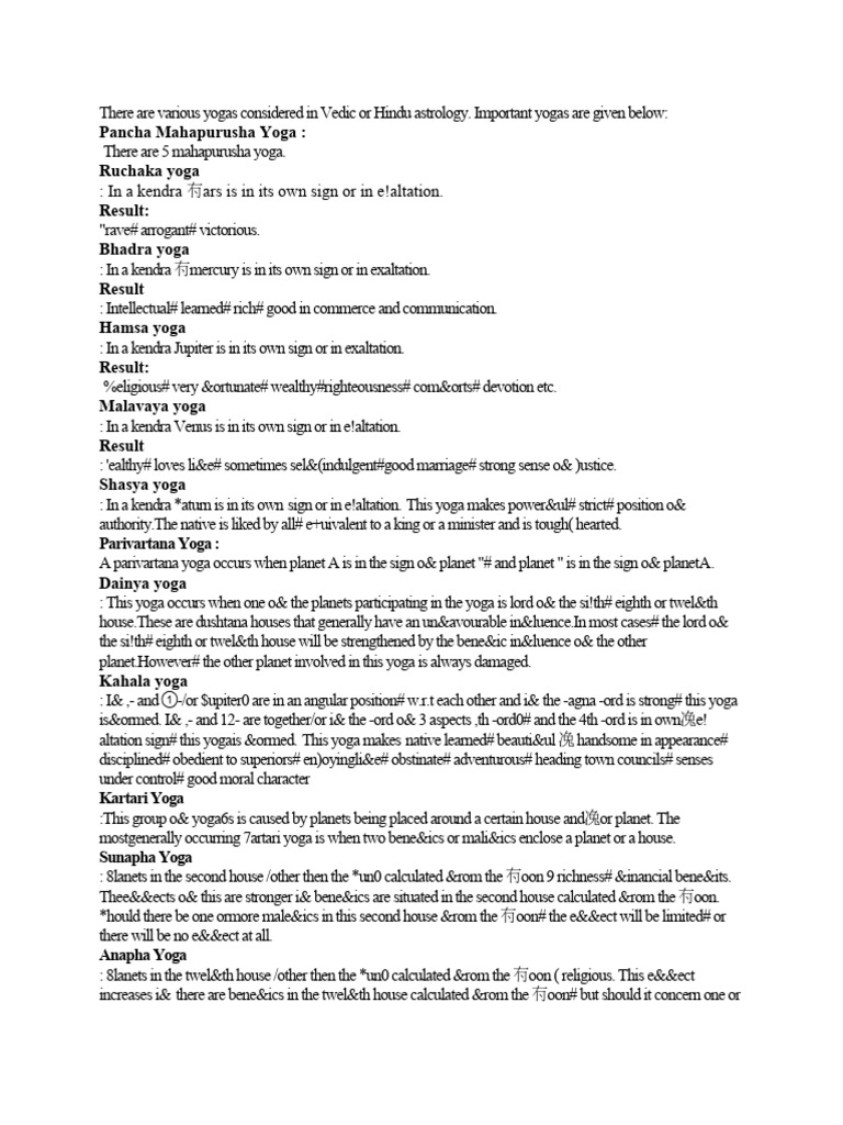 27 Yogas Download Free PDF In Astrology Popular Psychology