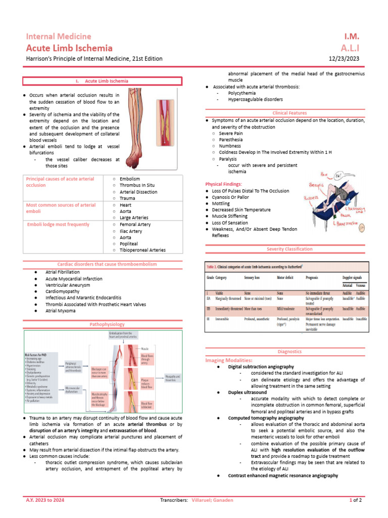 Acute Limb Ischemia Trans | PDF | Ischemia | Embolism
