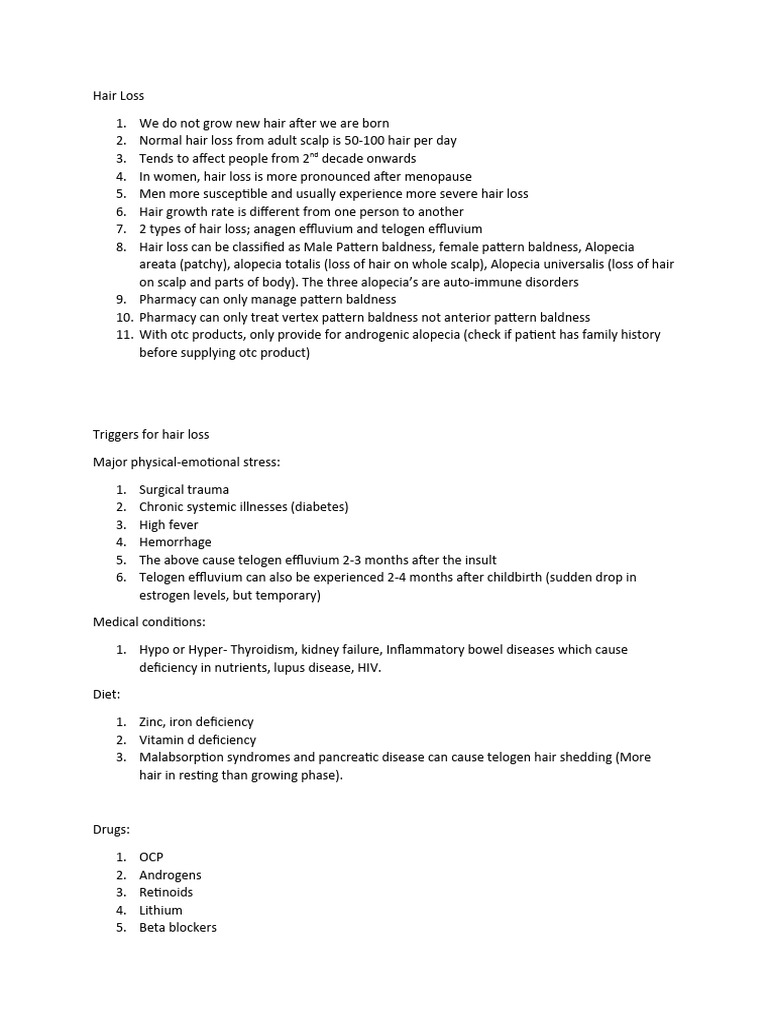 Hair Loss OSCE PDF Hair Loss Endocrine System