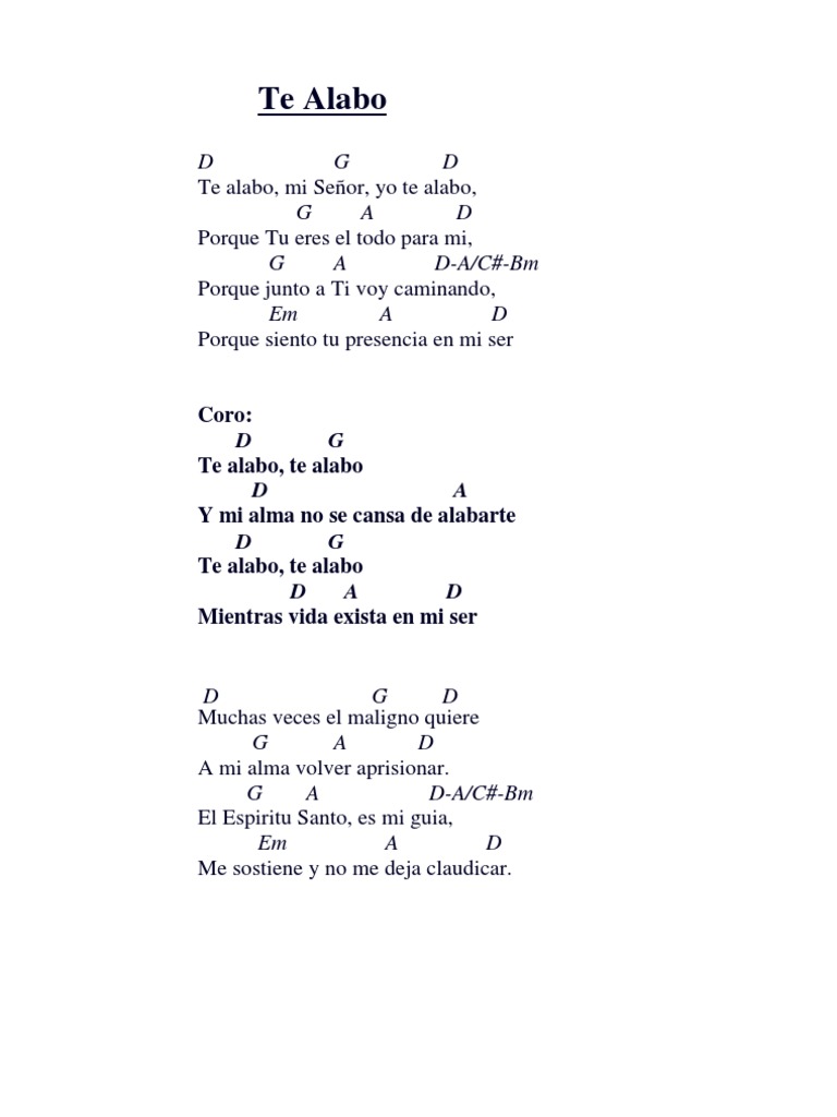 Te Alabo: Letra y Acordes | PDF | Cocina, comidas y vino