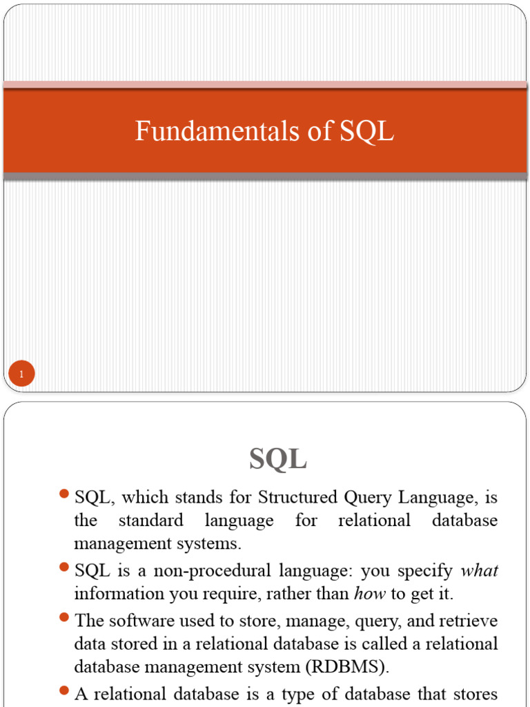 Final Fundamentals of SQL | PDF | Relational Database | Sql