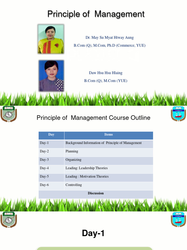 Principle Of Management 6 Days Education Administration And Governance