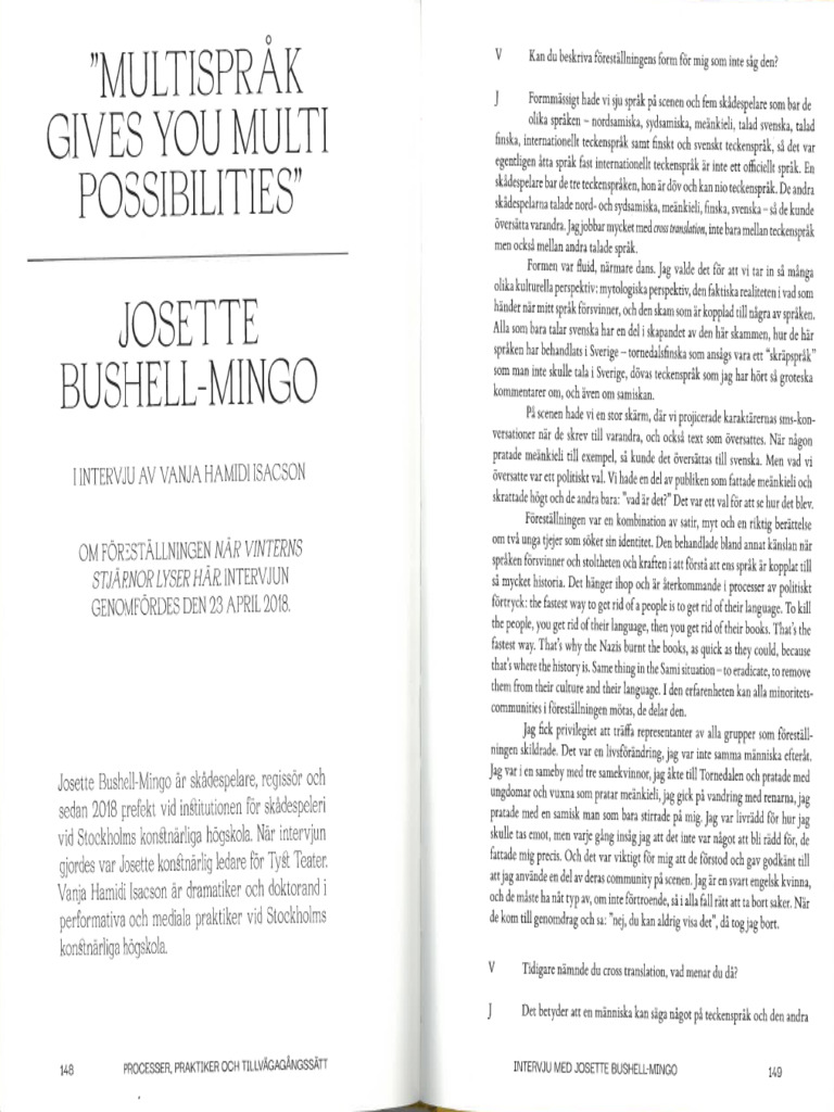 Josette BushellMingo Multispråk ur Flerspråkig scenkonst PDF