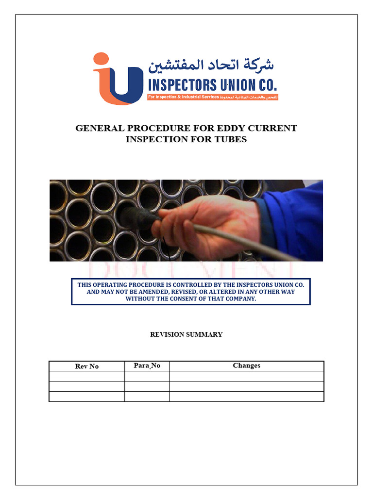 Eddy Current Testing Procedure Guide | PDF | Calibration | Physical ...