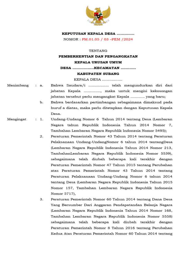 Sk Perangkat Desa Pdf