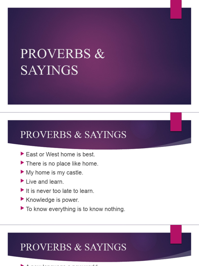 Insights from English Proverbs | PDF | Language Arts & Discipline ...