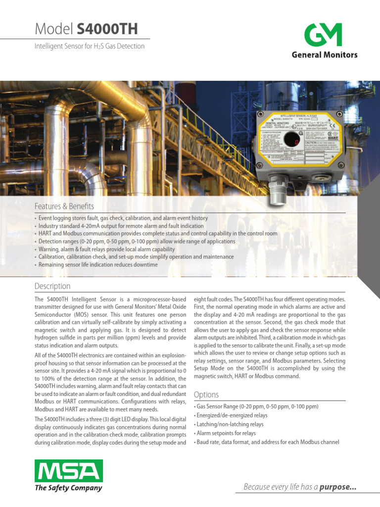 S4000TH H2S Gas Detection Manual | PDF | Sensor | Relay