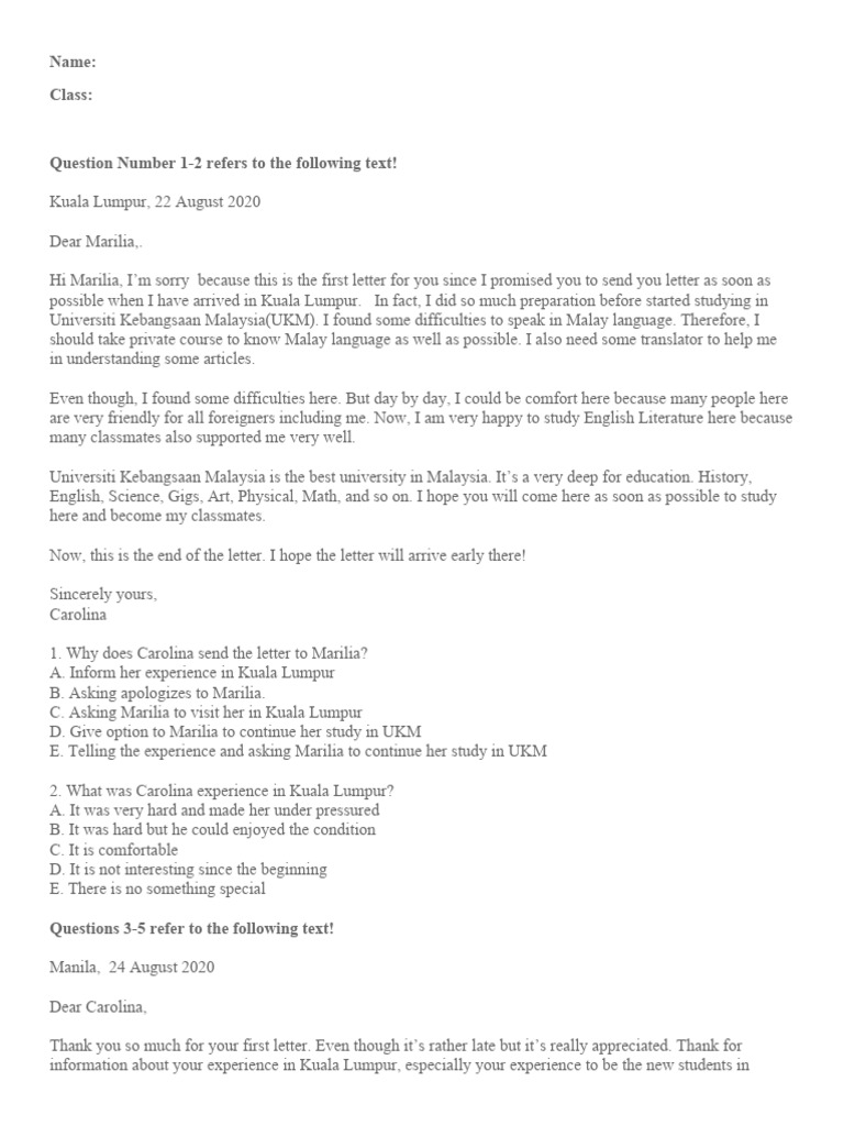 personal letter | PDF