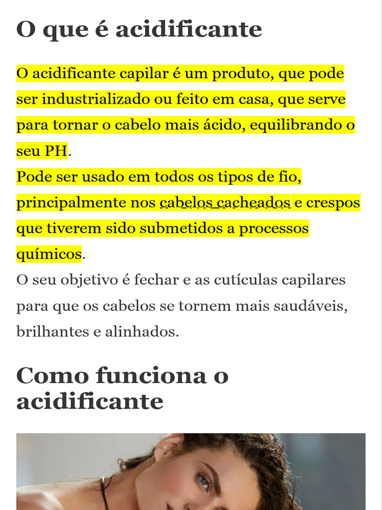 Acidificante Capilar: Benefícios e Uso | PDF