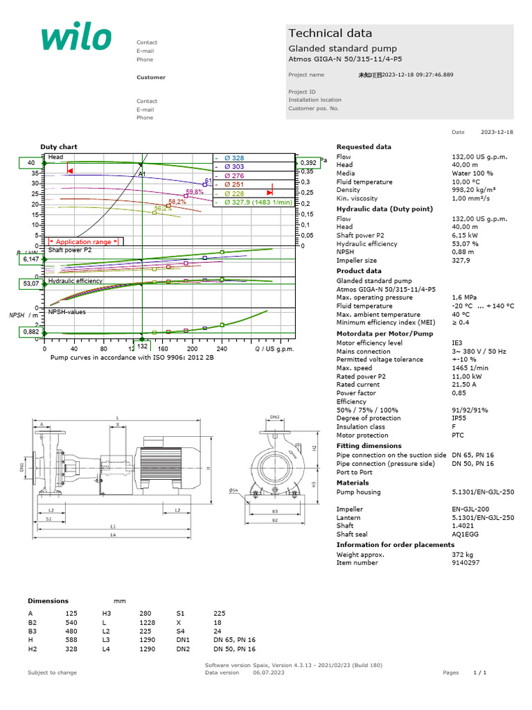 Atmos GIGA-N Pump Technical Data Sheet | PDF | Pump | Continuum Mechanics