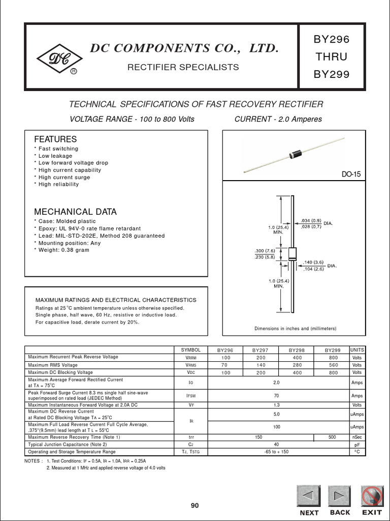 Produktbild von 25x FR204 Diode – Gleichrichter THT 400V 2A, DO15, 150ns, 60A Impuls – Yangjie Technology