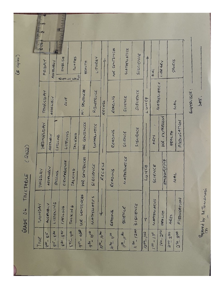 Upper Primary Time Table | PDF