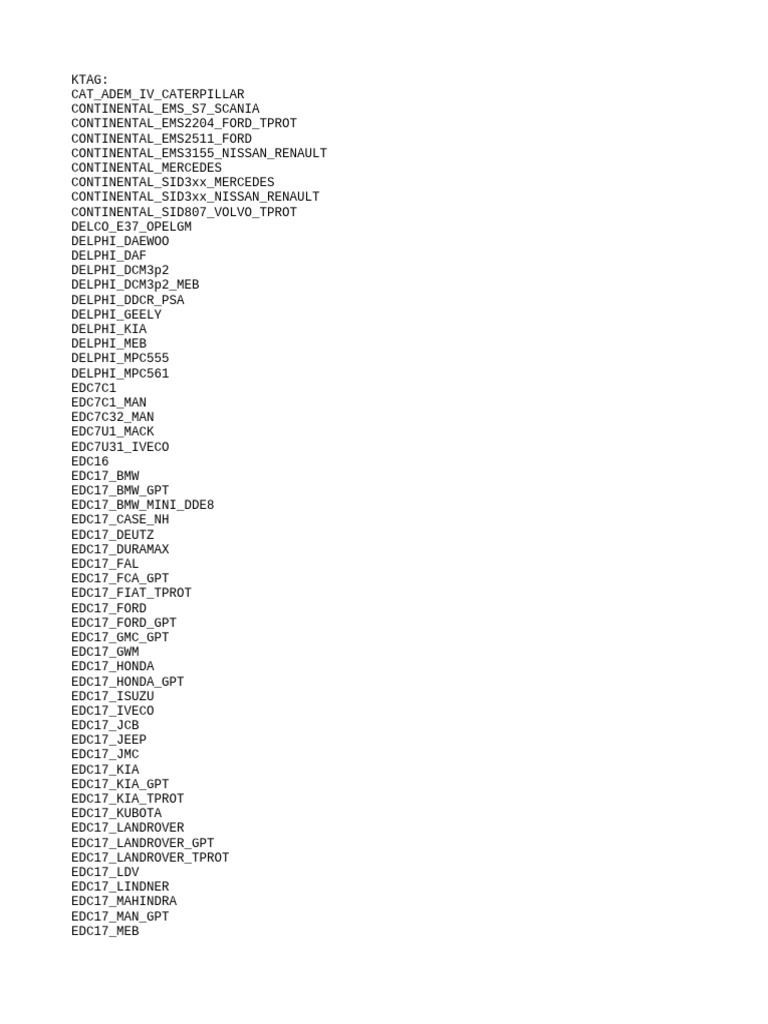 ECU List | PDF