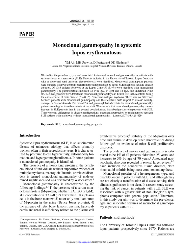 Polyclonal Gammopathy Workup