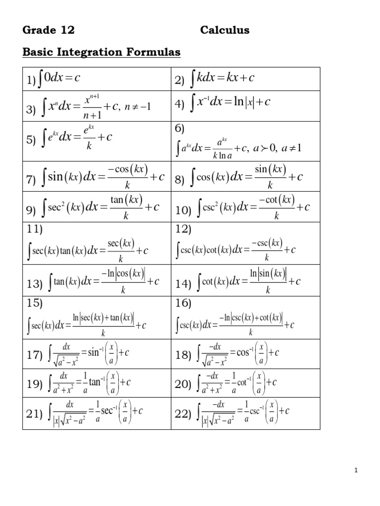 Integration Worksheet | PDF | Trigonometric Functions | Euclid