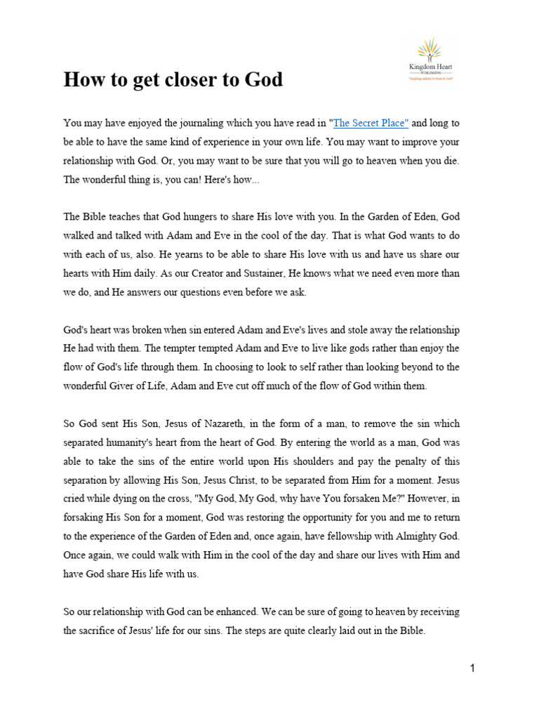 Steps to Deepen Your Relationship with God | PDF | Jesus | Prayer