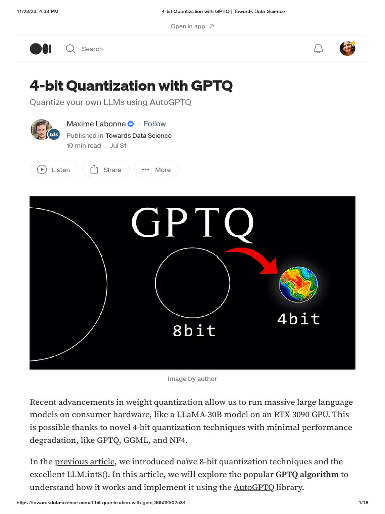 4-Bit Quantization With GPTQ - Towards Data Science | PDF | Matrix ...