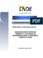 E.I. Adquisicion de Ropa de Trabajo y Calzados de Seguridad para La Regional Cobija II 2020
